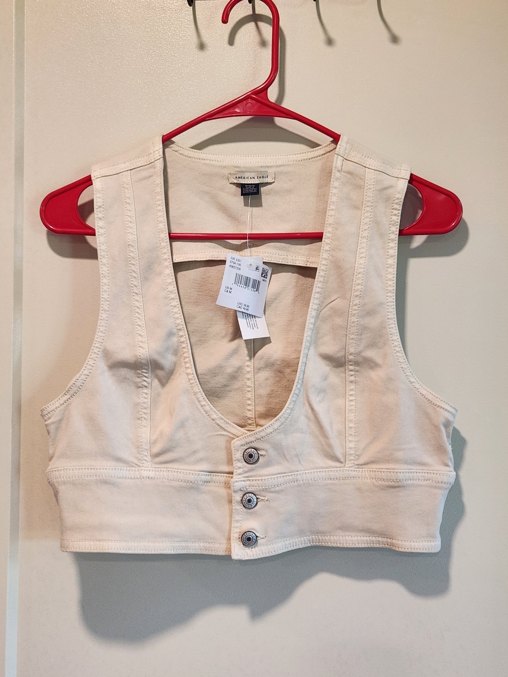 American Eagle Outfitters Cream Cropped Vest Top  Medium M New With Tags